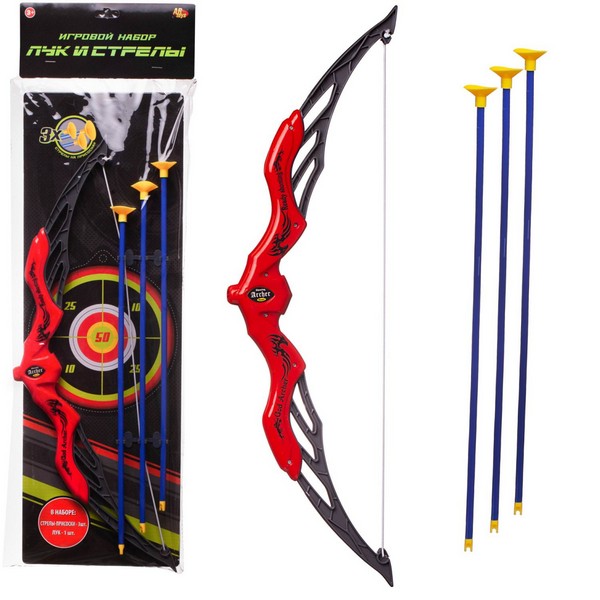 Игрушечное оружие Junfa toys Лук с 3 стрелами на присосках S-00215 лук со стрелами красный/черный/синий
